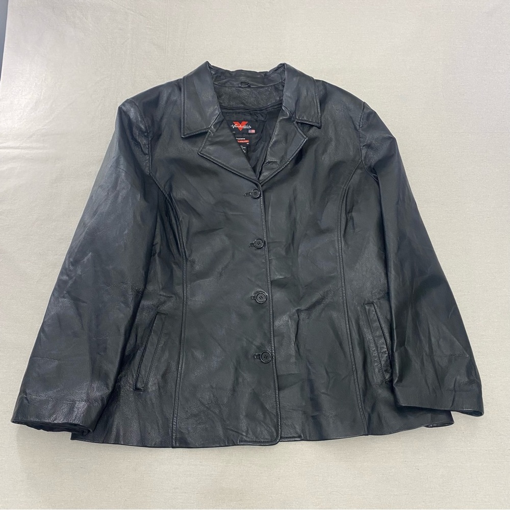 Vintage Verducci Black Leather Jacket Frostbite Thermal Lined Insulation 2XL